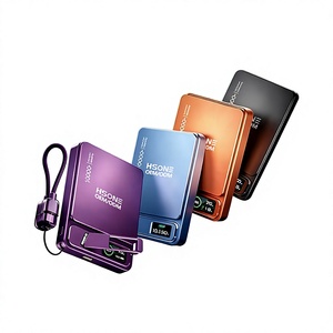 Batterie externe magnétique sans fil bleue 10000 mAh, charge rapide sans fil 15W, charge rapide filaire 20W, chargeur fin avec béquille LC1 - Product Image 1