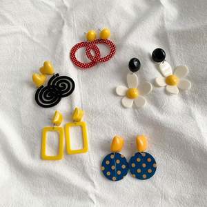 Pendientes de Flores de Resina Acrílica Estilo Coreano en Oferta, Regalos para Mujer, Pendientes de Clip Geométricos Retro - Product Image 5