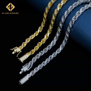 Collar de Cadena de Oro con Cierre de Diamantes Moissanite Vvs1 de 6 mm, Estilo Hip Hop para Hombre, Plata de Ley 925, Listo para Enviar, Joyería Fina - Product Image 4
