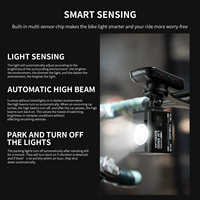 TOSUOD 2500LM Lampu Depan Sepeda LED Smart Sensing IPX6 Tahan Air, Isi Ulang Tipe-C 5000mAh, Dudukan Lepas Cepat untuk Malam Hari