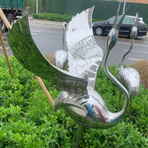 Hochwertige Tiermetalestatue Edelstahl-Kran-Skulptur für Outdoor-Dekoration - Product Image 4