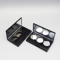 Étui à fard à paupières 3 trous Classic Empty Matt Black cover noir emballage plastique palette d'ombres à paupières personnalisée avec miroir