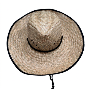 Sombrero de Paja Natural Lepironia Articulata Hecho a Mano con Ala Ancha, Estilo Característico, Sombrero de Playa con Cinta y Cuerda, Unisex para Adultos, Accesorio de Viaje - Product Image 1