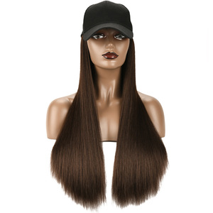 De moda de 24 pulgadas gorra de béisbol sombrero peluca recta larga Peluca de viaje al aire libre peluca sombreros pelucas de pelo <span class=keywords><strong>con</strong></span> sombreros - Product Image 4