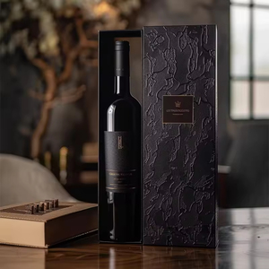 Boîte <span class=keywords><strong>cadeau</strong></span> en carton noir de luxe pour vin rouge, avec impression personnalisée du logo, aimantée, haut de gamme, pliable, pour bouteille de whisky ou de vin - Product Image 2