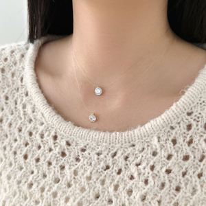 Dylam Dainty 925 Sterling Silver Rhodium 18K Gold Plated Solitaire Round 8mm 5A Zirconia Pendant Necklaces High Top Jewelry - Product Image 2