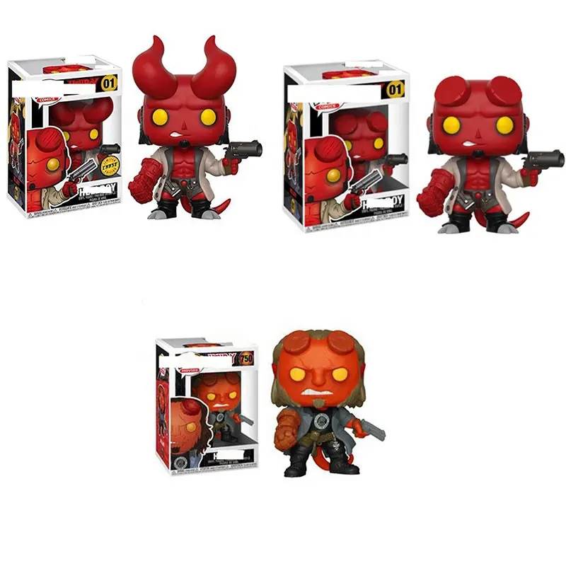 Brinquedo modelo de ação Hellboy com funko pop protetor, cavalo preto, filhinho de Satanás, brinquedo infantil em pvc, bonecos de ação, filme em quadrinhos, com desenhos de cor preta e cavalo preto