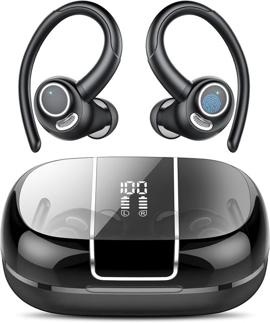 Wireless Earbuds Bluetooth5.3Headphones Sports Earphone With Enc Mic,Stereo Deep Bass Bluetooth Earbuds With Secure Earhooks,