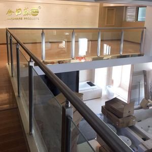 Kim loại tay vịn dân cư U hình lan can thép không gỉ tay vịn với kính - Product Image 6