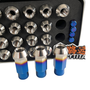 Écrous de moyeu en alliage de titane polis M12*1.25/1.5*48mm longs GR5 Classe 10.9, vis de moyeu modifiées pour l'automobile, écrous de capuchon de roue - Product Image 1