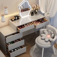 Coiffeuse en verre de vanité de maquillage de commode de tiroir pour la salle de bains avec le miroir mené