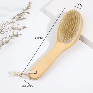 Brosse de corps en bois naturel de vente chaude avec poignée courbée brossage à sec exfoliation de la peau morte Drainage lymphatique brosse de nettoyage de bain