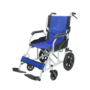 Fauteuil roulant manuel Xinwang, pliable, léger, modèle de voyage pour seniors, construction en acier carbone, couleur argent-blanc, 12 pouces - Product Image 1