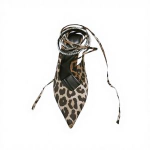 Sandales à talons aiguilles fines de luxe pour femme, imprimé léopard avec strass, respirantes, en plastique, pour l'été et les soirées - Product Image 3