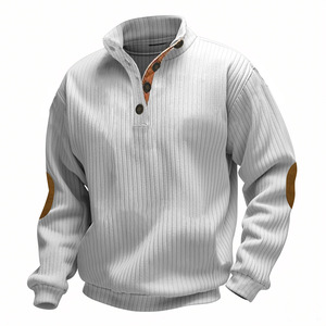 Sweat-shirt personnalisé à col ras du cou et fermeture éclair, en molleton de coton épais, coupe oversize et carrée, style streetwear, avec logo personnalisé pour homme - Product Image 1