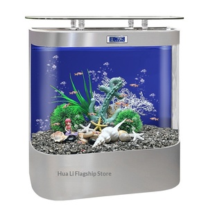 Aquarium Arowana Moderne Ovale en Bois pour Patio, Petit Modèle 2026 Nouvelle Arrivée, Sur Pied avec Filtre Arrière, Facile à Utiliser, Écologique - Product Image 5