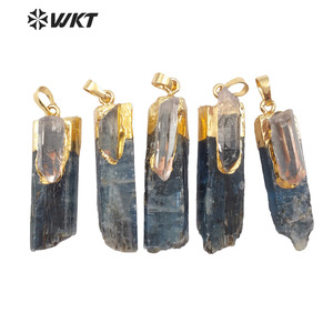 WT-P1390 all'ingrosso Design di moda speciale personalizzato cianite blu con Selenite elettrolitica in metallo 18 carati per gioielli fascino al quarzo - Product Image 2