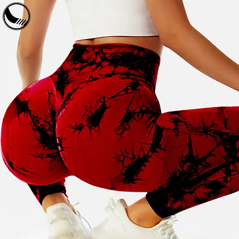 Kadın spor pantolon şeftali kalça kadın slim fit kalça kaldırma dikişsiz örme fitness pantolonları yüksek bel Yoga pantolon tayt