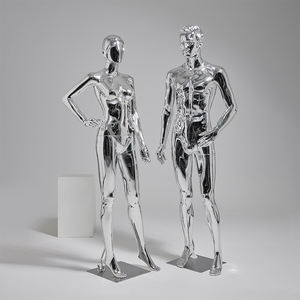 Conjunto de Maniquíes Masculinos y Femeninos Reflectantes de Alta Gama, Cabeza Desmontable con Opciones de Acabado Brillante, Poses Dinámicas, Perfecto para Boutiques - Product Image 1