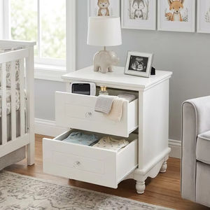 Mesita de Noche Clásica de Madera Blanca para Niños, Mesa de Almacenamiento con 2 Cajones para la Decoración del Dormitorio Infantil - Product Image 1