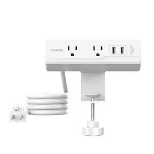 2 Outlets 13A 125V 1625W Desk Clamp Table Clamp Bedroom Power Strip 2 USB Ports Wall Mount Power Socket