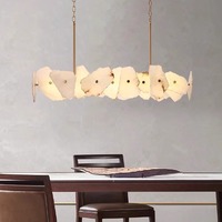 Moderner Marmor-Blatt-Kronleuchter Alabaster-Pendelleuchte Wohnzimmer-Dekorationsset LED-Leuchten für Zuhause Naturstein-Lampe