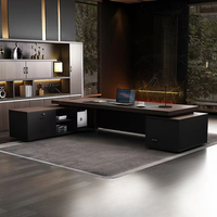 Bureau de direction modulaire en bois, mobilier de bureau, nouveau design moderne, plateau en noyer gris et ensemble de chaises