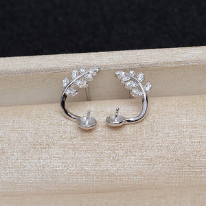 S925 <b>Silver</b> Fish Tail Ba <b>Earrings</b> for Women 4-6mm DIY <b>Pearl</b> Jewelry with Empty Holder 4465 Accessory - Product Image 5