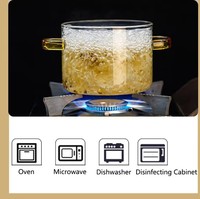 Casserole en verre borosilicate de haute qualité, poignée verte, résistante à la chaleur, compatible induction, compatible four à gaz, passe au lave-vaisselle