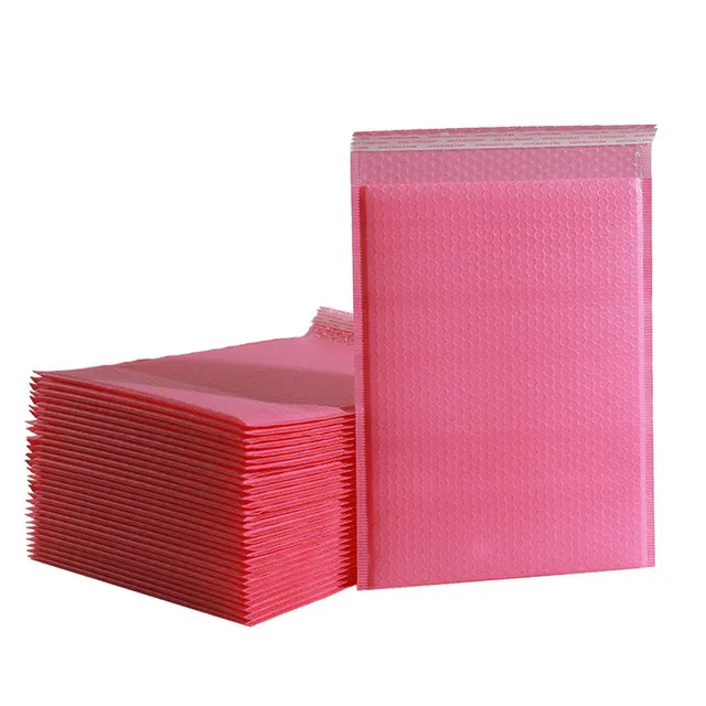 사용자 정의 로고 친환경 생분해 성 눈물 증거 핑크 에어백 포장 우편 배송 거품 패딩 봉투 우편물 가방