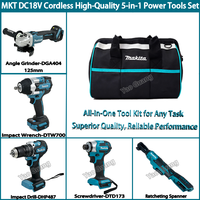 Ensemble d'outils électriques multifonctionnels Makit-a sans balais, efficaces, 5 en 1, pour la menuiserie, les travaux électriques, kit combiné d'outils électriques