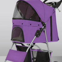 Poussette de luxe pliable et portable en aluminium à 4 roues pour petits chiens, confortable, avec panier de rangement ajustable et détachable, simple