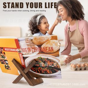 Wooden <b>Tablet</b> <b>Stand</b> Desktop Reading Rack <b>For</b> Menu Display And Storage Support Tree Material Single Layer - Product Image 4