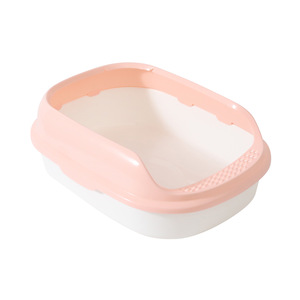 Raised rim cat litter <b>box</b>, crack-resistant, drop-resistant, spacious, <b>macaron</b>-colored semi-enclosed cat litter <b>box</b>, - Product Image 2