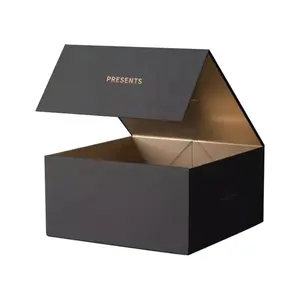 定制印刷磁性盖礼品盒批发中国制造迷你可折叠刚性黑色纸板盒价格低质量好