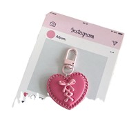 Porte-clés en PVC en forme de cœur découpé avec nœud en ruban, léger, pendentif mignon et féminin, accessoires cadeaux pour meilleures amies