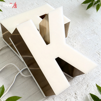 Lettres lumineuses LED 3D personnalisées en acier inoxydable brossé or rose, acrylique multicolore, éclairage avant/arrière, pour entreprises extérieures