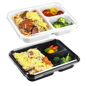 Vente en gros de contenants d'emballage alimentaire à emporter en CPET à 3 compartiments, compatibles micro-ondes, jetables, en plastique, avec couvercle - Product Image 4