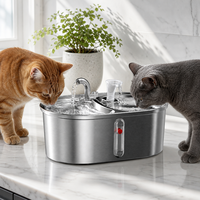 Fontaine à eau pour animaux de compagnie en acier inoxydable 304 WF290 3,2 L Distributeur d'eau automatique double face pour chat et chien avec flotteur de niveau d'eau et pompe silencieuse