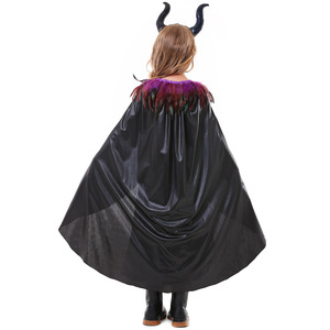 Disfraz de Bruja Negra para Niñas, Capa de Halloween para Cosplay de TV y Películas, Vestido de Fiesta de Disfraces con Cuernos de Poliéster MINCO - Product Image 5