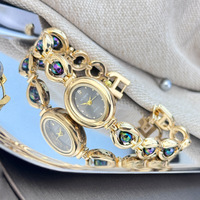 Montre élégante en perles pour femmes avec boîtier en alliage vintage, montres à quartz de qualité supérieure