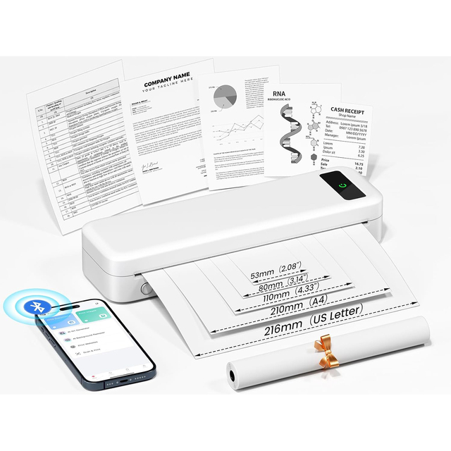 Portable for Bluetooth A4 Thermal Printer Inkless Wireless Compatible for Phomemo M832 for Home School Business Travel-Available