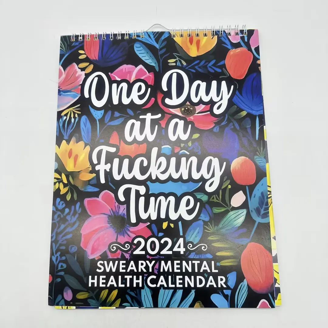 Calendario da parete 2024 divertente per la salute mentale La scrittura del calendario mensile di 12 mesi blocca il calendario da tavolo legato a doppio filo