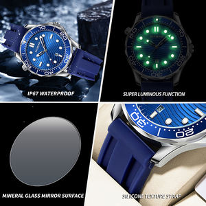 Binbond2820 <b>Men's</b> Business Stainless Steel / Silicone Band Quartz <b>Watch</b> Room Gold Luminous Rotating Dial Waterproof Personalized - Product Image 6