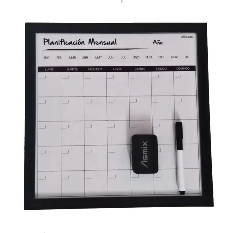 Wooden Frame Magnetic White Board Message Board Office Monthly Plan Board