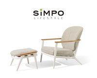 SIMPOLIFESTYLE Premium Outdoor-Möbel Sofa-Set Garten Terrasse Hotel Resort Aluminium Teak Stoff Innenhof Wohnzimmer Esszimmer
