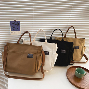 Wholesale Oversized Canvas <b>Tote</b> Bags with Custom Logo Slant Design for <b>Travel</b> School & Work Letter Pattern - Product Image 2