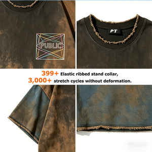 เสื้อยืดคอกลมทรงหลวมไล่เฉดสีสำหรับผู้ชาย ปี 2026 แฟชั่นพิมพ์ลายแบบรีดร้อนตามเทรนด์ ผ้าฝ้าย 100% สไตล์สตรีทแวร์ - Product Image 2