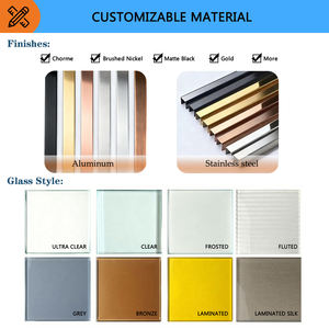 Boîtiers de <span class=keywords><strong>douche</strong></span> rectangulaires en verre Offre Spéciale <span class=keywords><strong>avec</strong></span> <span class=keywords><strong>porte</strong></span> moustiquaire <span class=keywords><strong>fixe</strong></span> sans cadre à charnière dorée pour une utilisation en appartement - Product Image 4