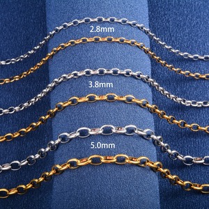 Collier Rolo en acier inoxydable 316L pour femmes et hommes, chaîne ovale à maillons O, collier ras du cou, couleur or/argent, accessoires de bijoux - Product Image 2